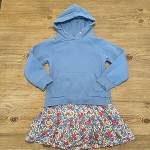 Boden Blue Floral-Knit Sweatshirt Dress